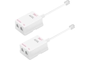 Uvital In-Line DSL Filter Splitter, RJ11 6P2C Male to 2 Female Telephone Modem, ADSL Splitter for Landline Phone