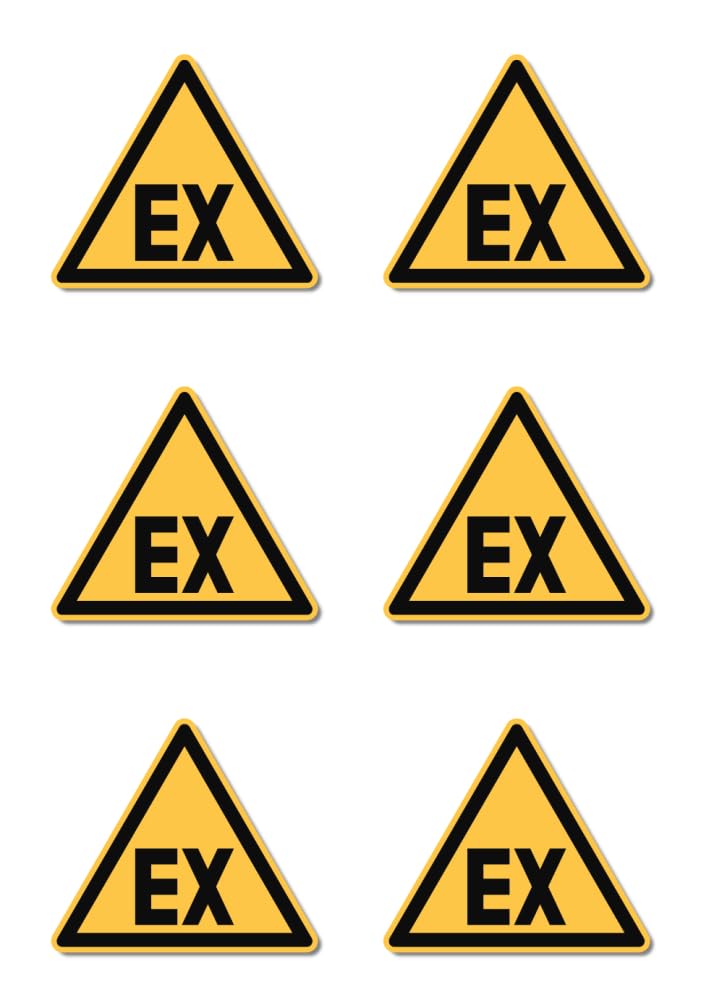 Warning of explosive atmosphere: D-W021 - DIN EN ISO 7010 / ASR A1.3 - sticker: diameter 5 cm, pack of 6