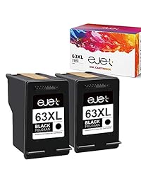 ejet 63XL 63 XL Remanufactured Ink Cartridge Replacement for HP 63XL 63 XL, High Yield Work with OfficeJet 3830 4650 5255 Envy 4520 4512 4516 Deskjet 1112 3630 3634 3632 2132 Printer (2 Black)