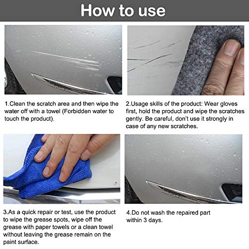 GLISTON Multipurpose Scratch Remover Cloth, Car Scratch Remover Tools with Clear Instructions and Gloves for Car Paint Scratch Repair, Vehicles Small Scratches - Thumbnail 4