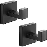 Fenas Heavy Duty Stainless Steel Towel Hooks, Wall Mounted Square Robe Hooks for Bathroom, Kitchen, Bedroom, Hotel Matte Blac
