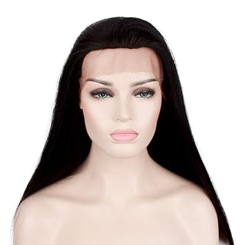 Amazon Com Yesui Long Straight Natural Black Hair Synthetic Lace