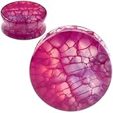 SoScene FUCHSIA Dragon Vein Organic Stone Ear Plugs Gauges Sold in Pairs (22MM-7/8 INCH)
