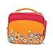 Insulated Lunch Bag - Multi-Compartment Bento Box Carrier Tote - Garden Design - Coral/Orange