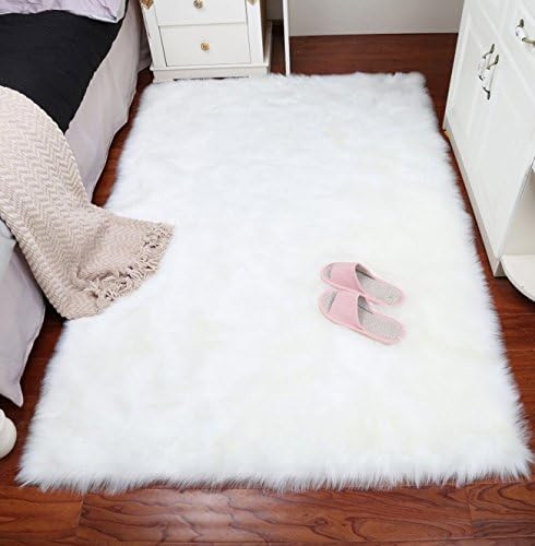 Super Soft Faux Fur Sheepskin Fluffy Area Rug Shaggy Rugs Fur Floor Mat Carpet For Bedrooms 5x7