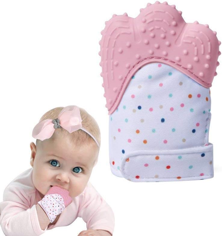 Teething Mitten Mitt Glove Silicone Baby Teether Toy for Girls Chews Soother Age 3-12 Months