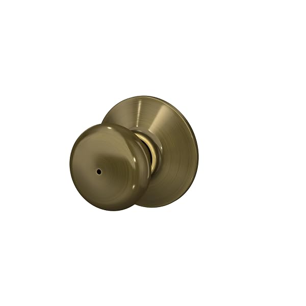 SCHLAGE F40PLY 609 16-080 10-027 PLYMOUTH BED AND BATH KNOB, ANTIQUE BRASS