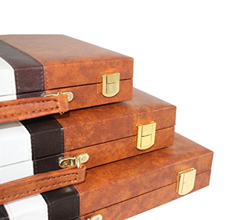 Top Backgammon Set - Classic Board Game Case - Best Strategy & Tip Guide - Available in Small, Medium and Large Sizes By Get the Games Out (Brown, Medium)