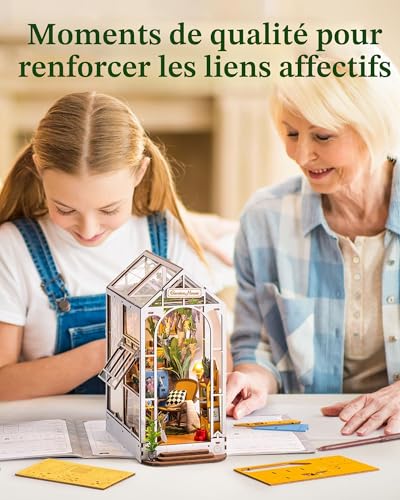 Rolife Book Nook DIY Miniature House Kit DIY Model Adult with Lights Library Decoration Book Living Room Booknook Puzzle 3D Wood Bookends Diorama Gift Idea Woman
