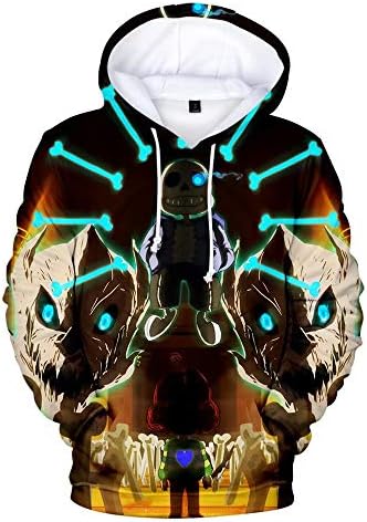 Undertale Hooded Sweatshirt,Fashion 3D Print Halloween Casual Sweatshirts Hoodies with Pocket for Men Women Jumpers Blouse