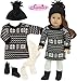 Sophia's 2 Piece Winter Fair Isle Pattern Sweater Dress and Fleece Fringe Hat for 18 Inch Dolls, Black/Ivory/Red