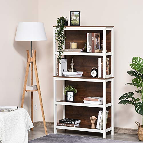 4 Tier Bookshelf Utility Storage Shelf Organizer with Back