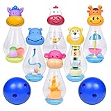 Bowling Set for Toddlers with 6 Animal Head Bowling Pins and 2 Bowling Balls, Outdoor Toys for Toddlers, Bowling Game for Kids