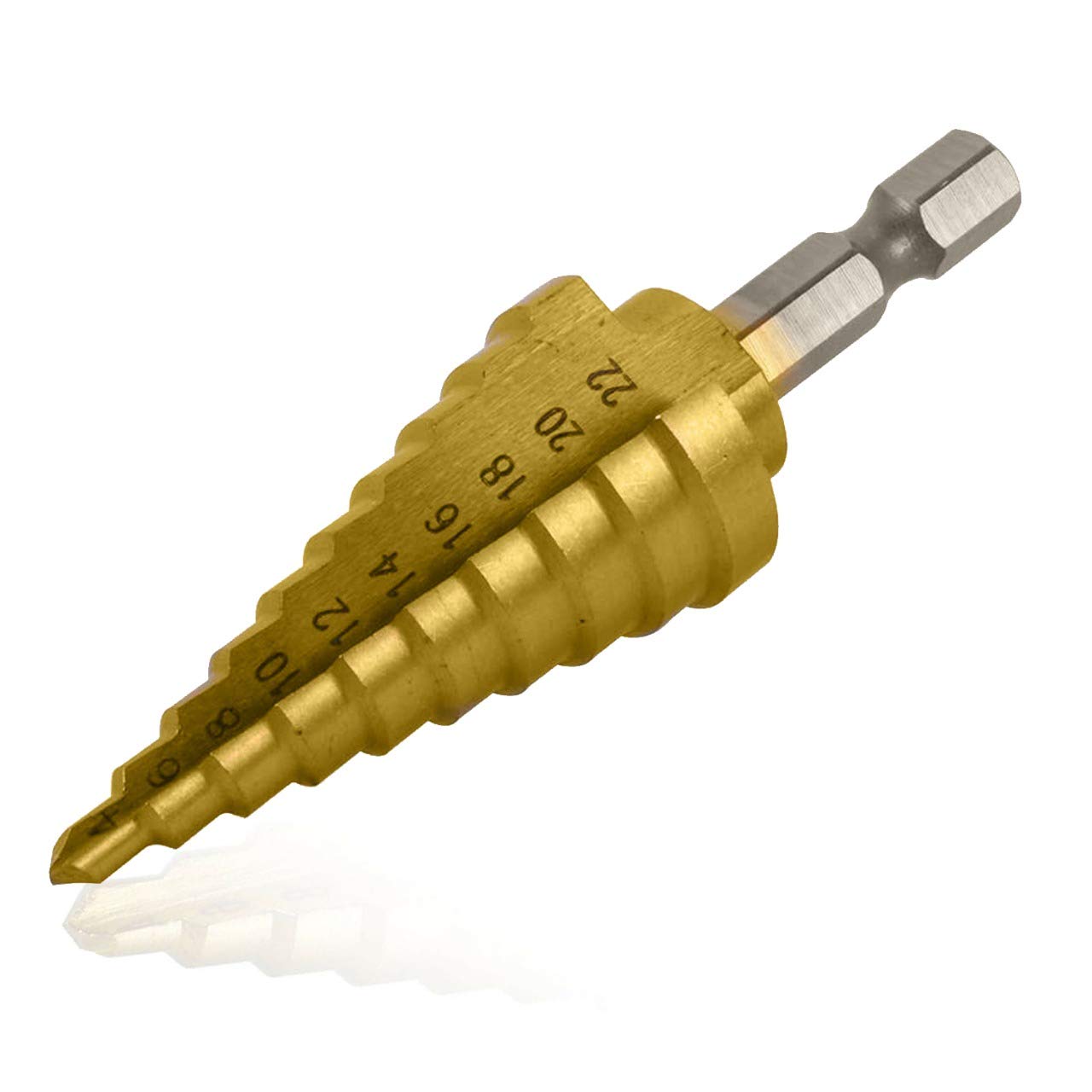 ACENIX HSS 4241 Step Drill Bit 4-22mm, Titanium Coated Hex Shank Cone Drill Bit for Sheet Metal, Plastic, and Wood Includes Free Cleaning Cloth