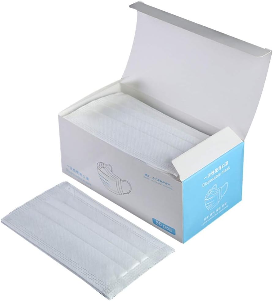 50 Pcs mouth face mask Disposable Dental Earloop Anti Dust Face Surgical Mask Medical Bacteria pollution (white)