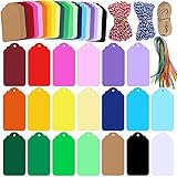 Supla 200 Pcs 20 Colors Gift Tags Sign with String Party Favor Paper Tags Escort Cards Wishing Tree Tags Name Place Cards Hanging Sign Tags Price Tags Labels Treats Tags Scrapbook Cards with Hole