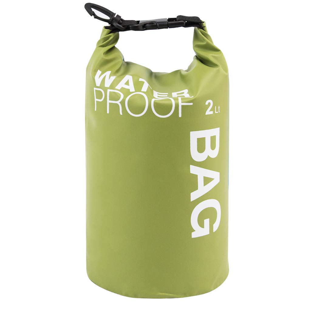 Uncle Paul Boat Dry Bags - Green 2L Waterproof Bag for Drifting Boating Kayaking Fishing Rafting Swimming Camping Canoeing Surfing 2 litres — image 1