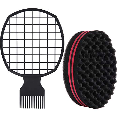2 Pieces Afro Twist Hair Comb with Twist Wave Barber Tool Twist Brush Curl Comb Twist Hair Sponge Twist Wave Curl Brush Comb Twist Hair Coils Comb for Natural Hair 