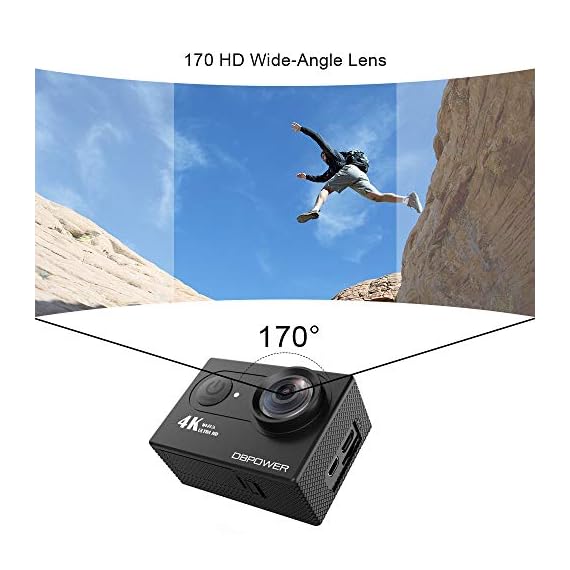 DBPOWER 4K Action Camera 12MP Ultra HD Waterproof Sports Cam with Builtin WiFi 170 Degree Wide