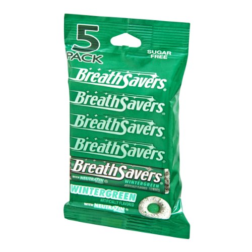 BreathSavers Wintergreen Sugar Free Mints, 5-Pack | Refreshing Breath Freshener On-the-Go