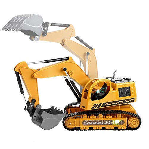 Remote Control Excavator Toy for Boys and Girls Excavator Toy for Toddlers Toy for Gifts Birthday Gift for Boys Toy Excavator with Flashing Lights (Upgrade Version)
