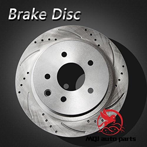 MQJ auto parts New 1pc Rear Right Drilled Slotted Vent Disc Brake Rotor 5 Lugs Fit Infiniti 03-05 G35 Nissan 03-05 350Z 08-16 Rouge 14-16 Juke Nismo RS 11-16 Leaf 02-13 X-Trail Renualt 09-16 Koleos