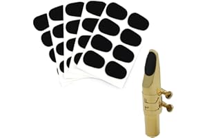 QIRUIRED 40Pcs Mouthpiece Cushions Alto Tenor Saxophone & Clarinet Mouthpiece Patches Oval Rubber Mouthpiece Patches Pads, Black 0.8mm Thicknesses