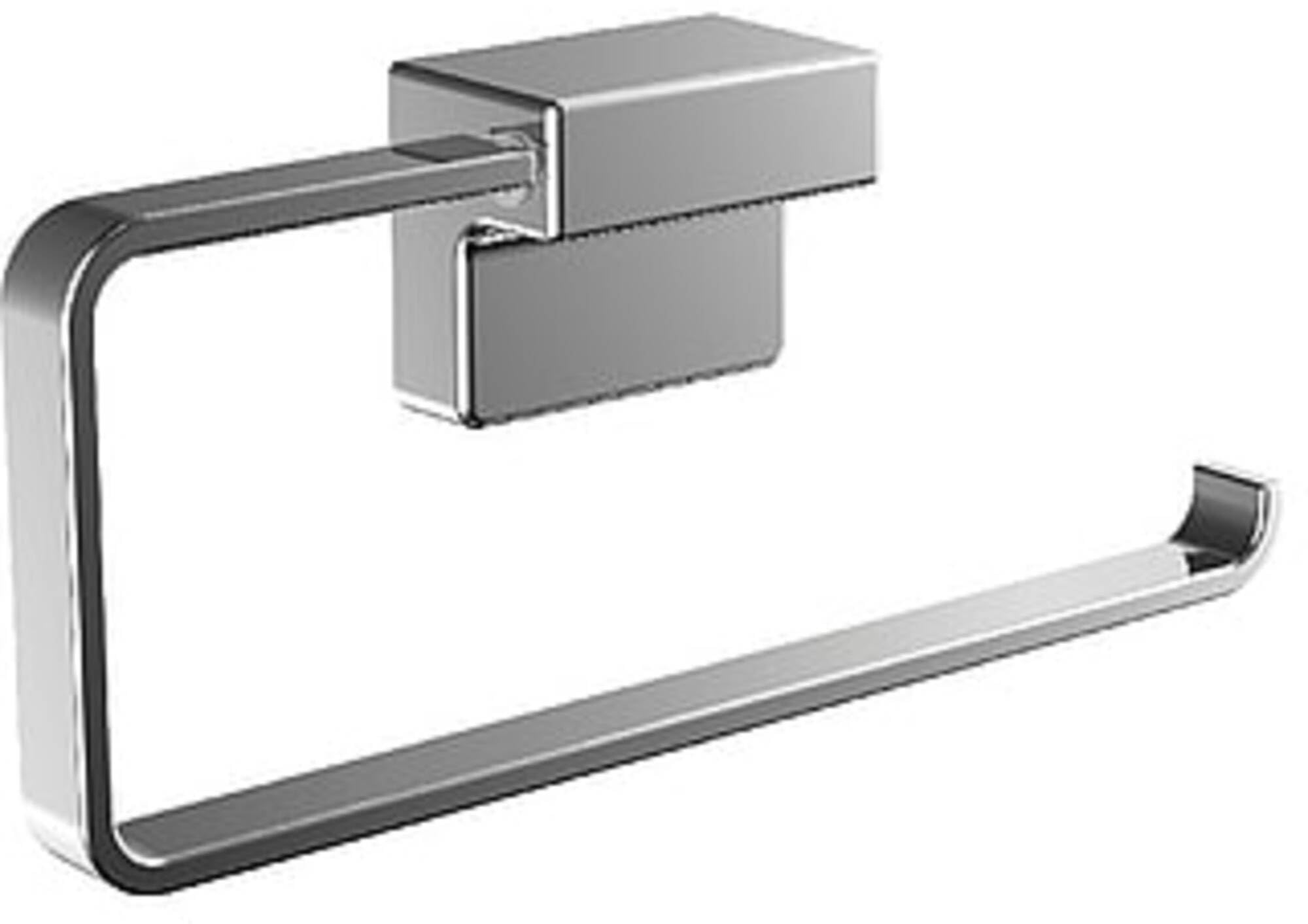 EMCO Cue Wall Mounted Towel Ring Elegant Towel Rail with Right Opening Guest Towel Holder, Chrome