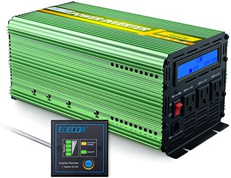 EDECOA 2000 Watt Power Inverter 12V to 110V with LCD Display and Remote Controller