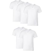 Hanes Men's Undershirts V-Neck 5-Pack &ndash; Stretch Cotton Tee | Stretch cotton V-neck men's undershirts with moisture-wicking fabric, stay-tucked fit, and Tagless comfort.