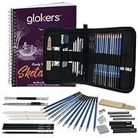 Glokers 33-Piece Drawing Art Set - Drawing Sketch Pad, Shading Pencils, Professional Art Supplies