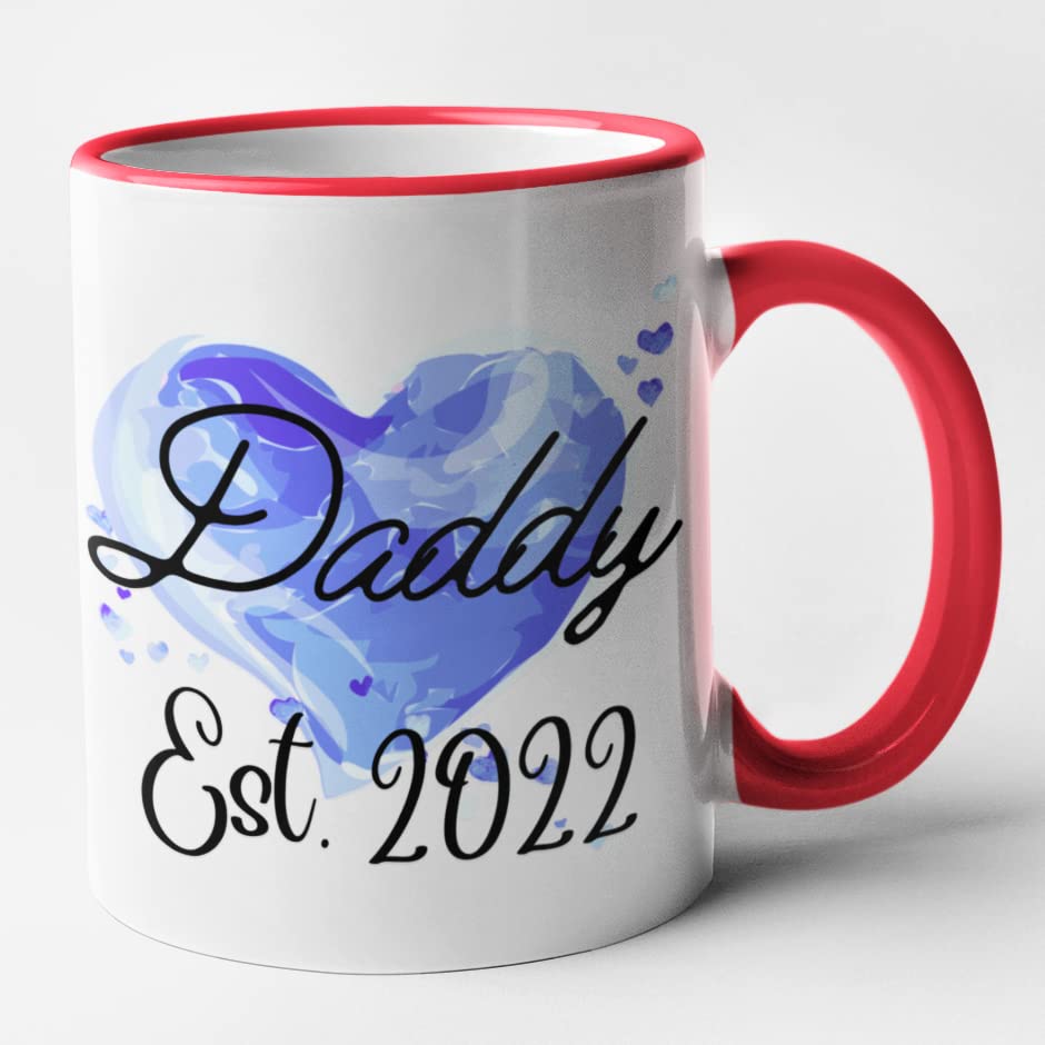 New Parents Couples Mugs Set of 2 Mugs - Mummy, Daddy Est 2022 (Red)