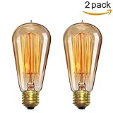 Vintage Light Bulb, Elfeland Antique Incandescent Edison Bulb 60w Squirrel Cage Filament Retro Light Bulb ST58 Dimmable E26/E27 Medium Base (2 Pack)