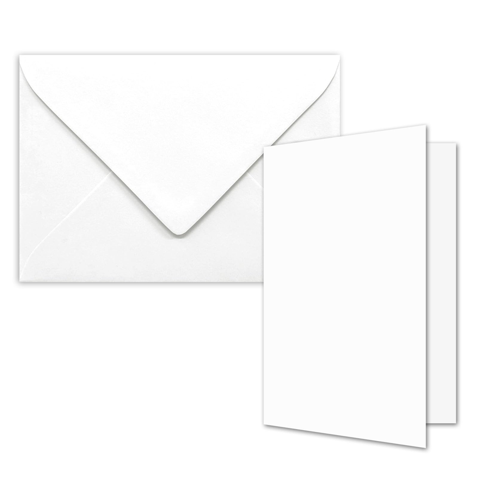 50x folding card set DIN A7-10.5 x 7.4 cm - with envelopes DIN C7 in bright white (white) - small blank double cards for self-design and printing