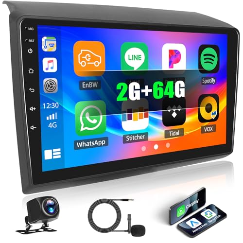 2G+64G GOHHDL Android Car Radio for Fiat Ducato 2010/Citroen Jumper/Peugeot Boxer Carplay Android Auto, 9 Inch 2 Din Touch Screen with Bluetooth GPS WiFi FM/RDS SWC Backup Camera and Mic