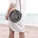 AOLVO Rattan Purse for Women Handwoven Round Rattan Bag Straw Beach Bag with Leather Straps - Black Retro Natural Straw Tote Bag Crossbody Bag Gift for Ladies