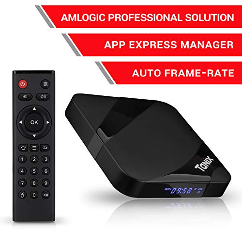 Android 9.0 TV Box 2GB RAM 16GB ROM, Amlogic Quad-Core S905W 64 Bits CPU Smart TV Box,Tanix Android Box 4K 3D H.265 TV Box BT 4.0 100Mbps LAN
