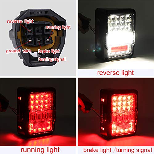 SPL DOT Approved LED Tail Light & Brake Light & Ultimate Reverse Lights EMC Build-in Rear Light Back Up Lights Daytime Running Lamps Replacement for Jeep Wrangler JK/JKU 2007-2017 - Thumbnail 4
