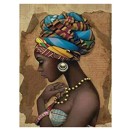 Dressin DIY 5D Diamond Painting Kit,Full Diamond Embroidery African Woman Rhinestone Cross Stitch Arts Craft Supply s Home Wall Decor