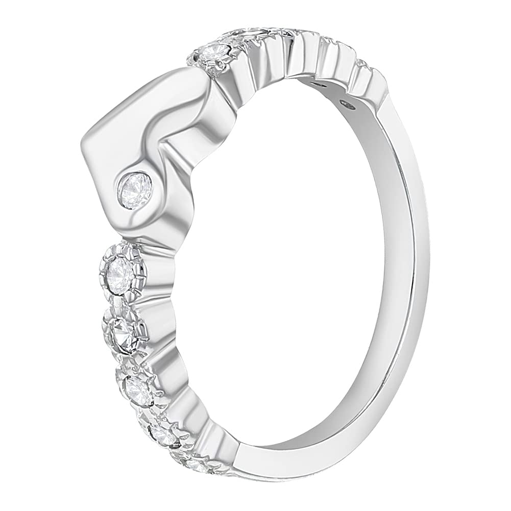 925 Sterling Silver Stunning Clear Cubic Zirconia Beautiful Heart Ring for Children to Preteens - Cute and Fashionable Round CZ Rings for Young Girls - Small Heart Ring Band Jewelry for Toddlers