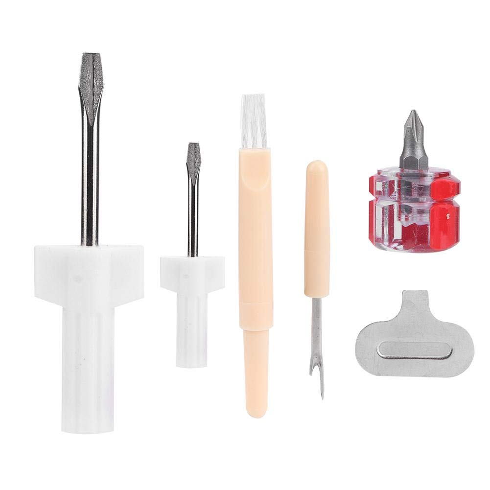 Fdit Sewing Machine Repair Tool Kit, 5Pcs Screwdriver and Thread Removal Set with Needle Plate Tool Plastic Metal Household Sewing Machine Maintenance Accessories