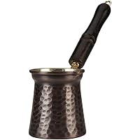 DEMMEX 2019-7 Oz Turkish Greek Copper Coffee Pot Cezve Ibrik Briki for 2-3 Cups, Wooden Handle, 100% Handmade in Turkey…