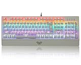 AULA Multicolor Backlit Mechanical Gaming Keyboard with Blue Switches, 104 Anti-ghosting Keys (White)