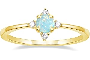 SHINYSO 14K Gold Plated Wedding Bands for Women Thin Stackable Rings Opal Dainty Cubic Zirconia CZ Promise Engagement Ring Si