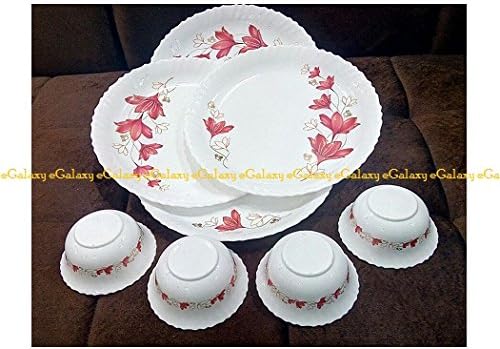 Joyo Microwave Oven Safe Eleganza 8 pcs Set for Dinner Breakfast & Lunch -Full 4 Plates & 4 Curry Bowls