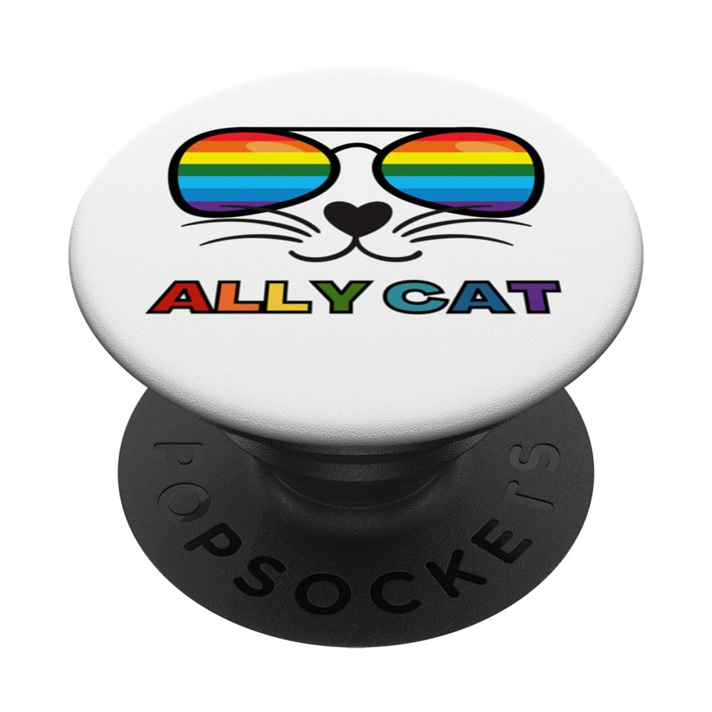 Ally Cat LGBTQ Gay Rainbow Pride PopSockets Adhesive PopGrip