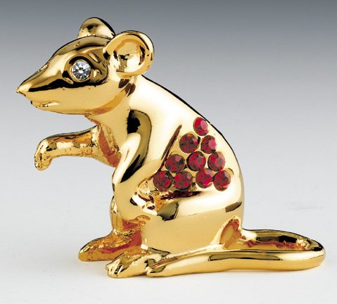 YEAR OF RAT 24K Gold Swarovski Crystal Chinese Zodiac