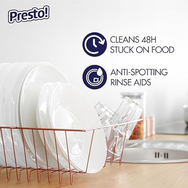 AMAZON BRAND – PRESTO! TRIPLE ACTION DISHWASHER PACS, ANTI-SPOTTING, FRESH SCENT, NO PHOSPHATES OR CHLORINE, 70 COUNT