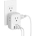 USB Charger Block, TESSAN Wall Plug Adapter with Electrical 4 Box Splitter 3 USB Wall Charger Ports, Multi Plug Outlet Extender Charging for Cruise, Travel, Office, Dorm Essentials, White