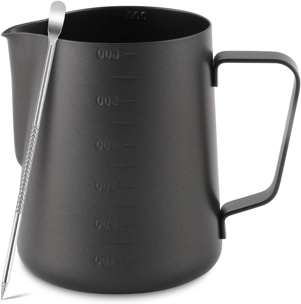 Wingjip Espresso Milk Frothing Pitcher 20oz with Latte Art Pen, Steaming Pitchers Liquid